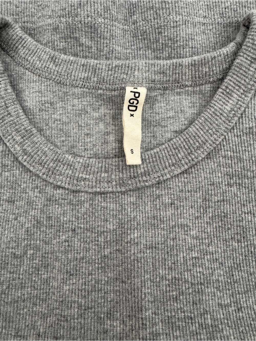 Women's Ribbed Gray Muscle Tee - Picture 3 of 3